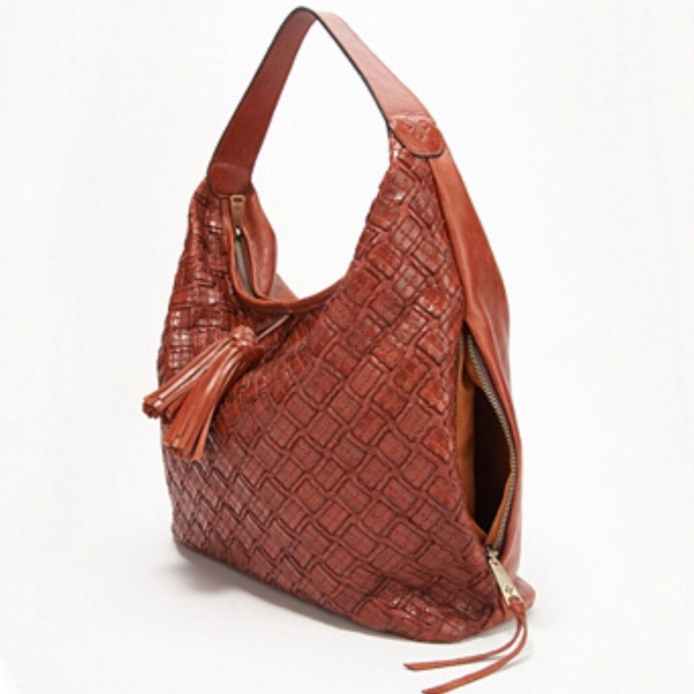 EUC Patricia Nash Marcelina Leather Braided Stitch Hobo